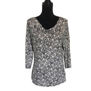 Cynthia Rowley Print Pullover Top in Black & White - Size Large